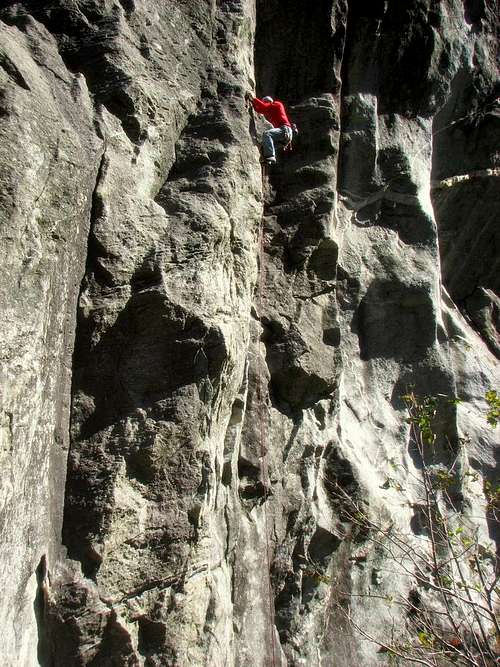 Climbing on Sasso Remenno's south wall
