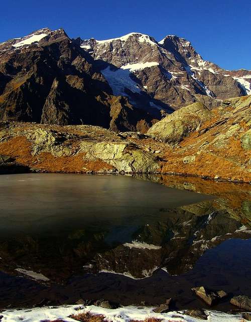 Monte Rosa in iced lake