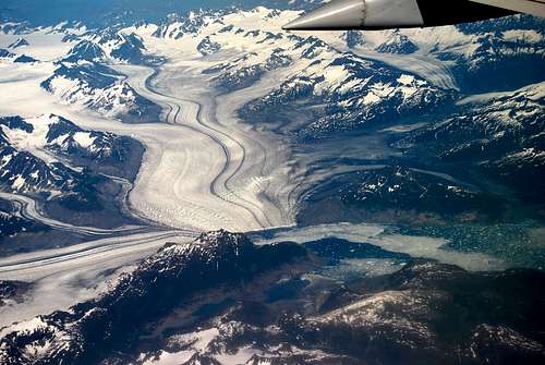 Columbia Glacier-Chugach Range-From the Air.