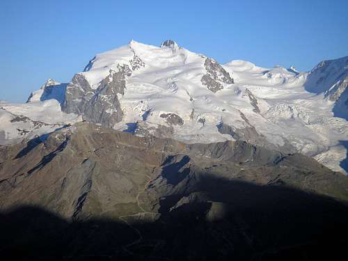 Nordend 4609m and Dufourspitze 4634m