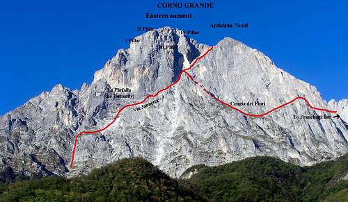 Corno Grande Eastern summit east face (Paretone)