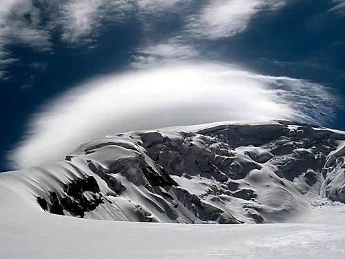 Central icefall and clouds of warning