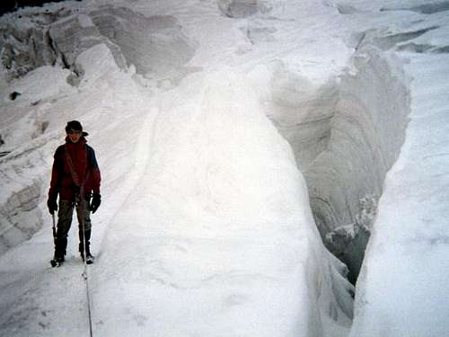 Me next to a crevasse on the...