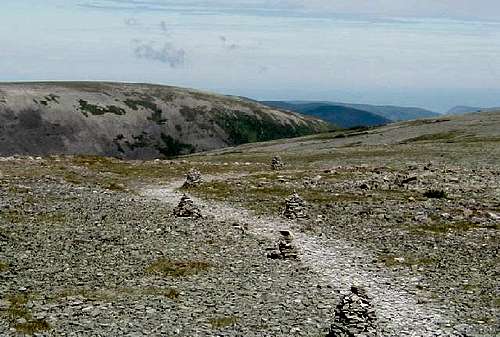 The rocky summit plateau of...