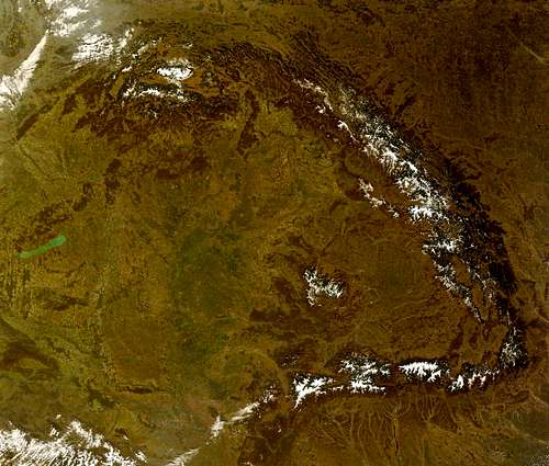 Satellite image of the Carpathians