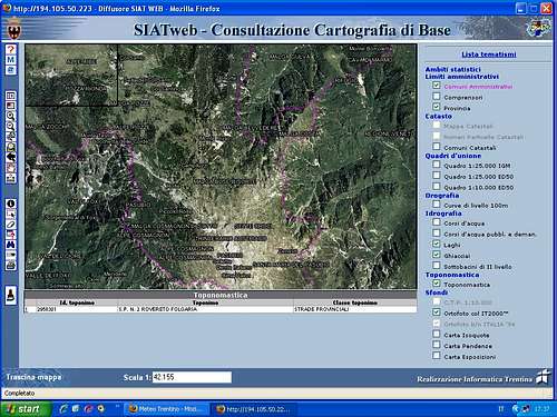 Interactive map in Trentino