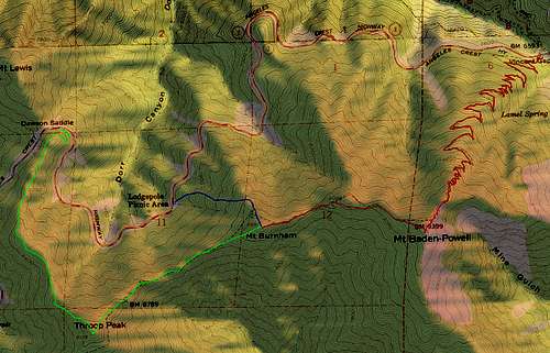 Mount Burnham Topo Map