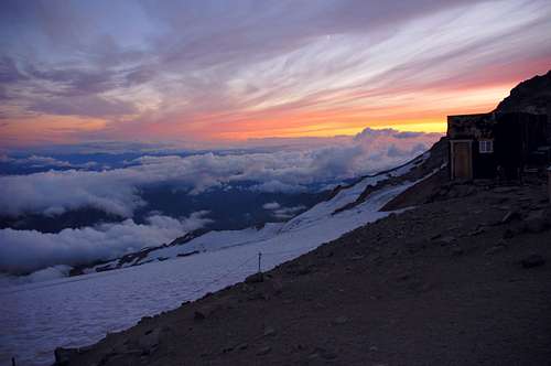 August sunset at Camp Muir