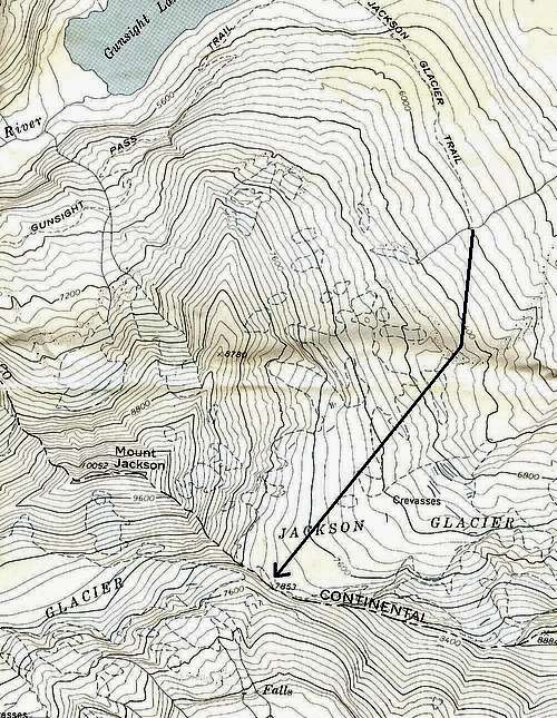 Route from Gunsight Lake