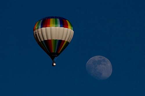 Hot air balloon and the moon