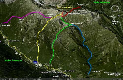 Pizzo San Martino.Trails map.