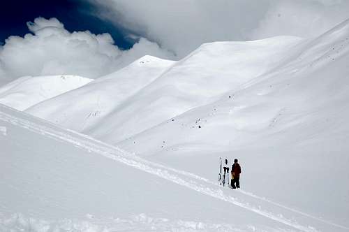 Skiing Redcloud Peak