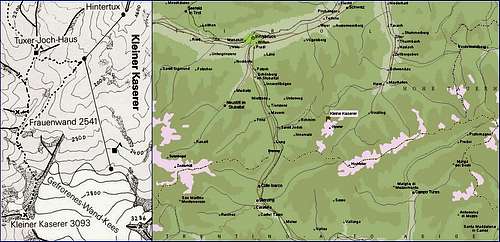 Kleine Kaserer overview map