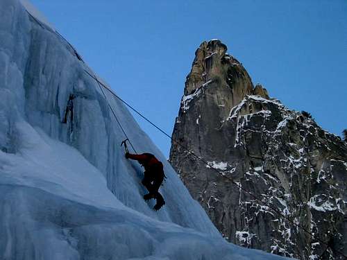 Climbing the waterfall ice of...
