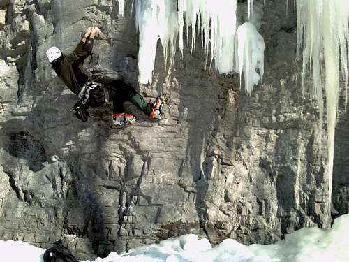 Bouldering in icy conditions