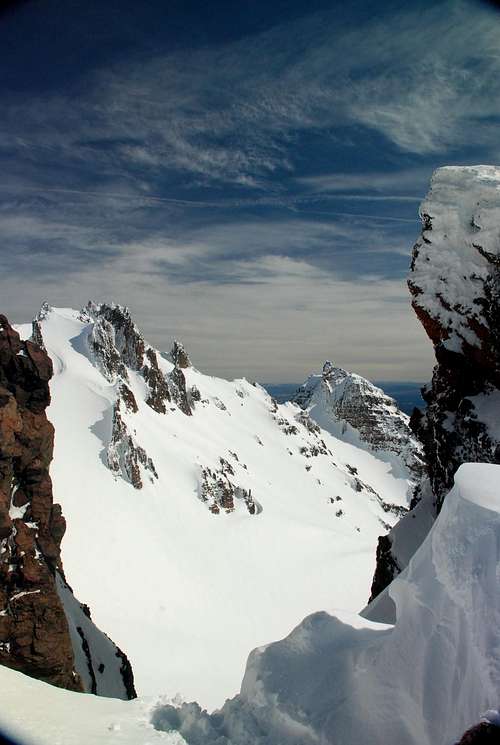 Looking off the 9 o'clock couloir on Broken Top