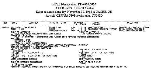 NTSB Plane Crash Report