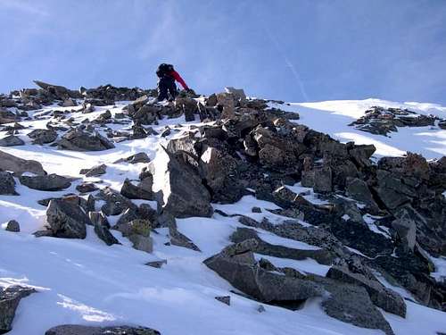 Jim ascending the steep rock...