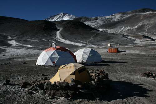 Atacama Camp (5,200m) with Ojos del Salado in the background