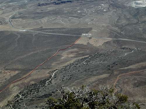View of trailhead from summit