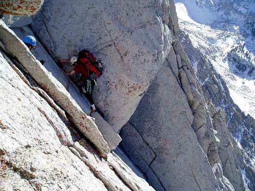 On the first roped pitch of the North Ridge