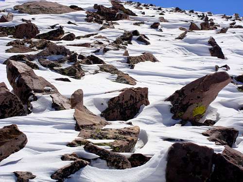 Windblown snow of Coffin's ridgeline