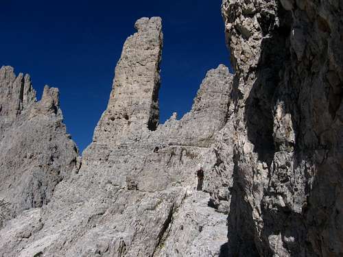path to the climbing routes of the Vajolet towers