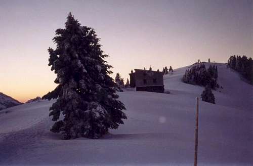 The hut at dusk