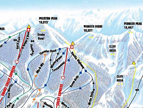 Brighton Ski Resort Trail Map, Showing Preston Peak