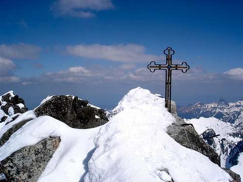 Summit cross on Gerlach (2656m),the highest point in Tatra Mountains,Slovakia
