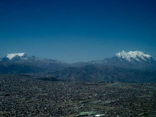 Illimani and Mururata from a bird's view