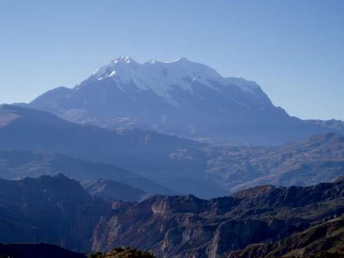 Illimani - towering above Palca Canyon