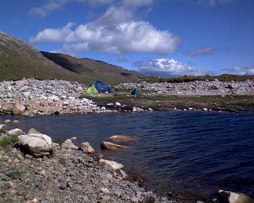 Camping on the shores of Loch Cluanie