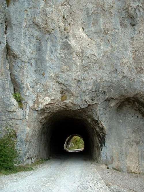 Tunnel through solid rock in...