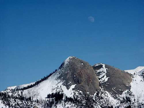Half-moon over Mt. Starr King...
