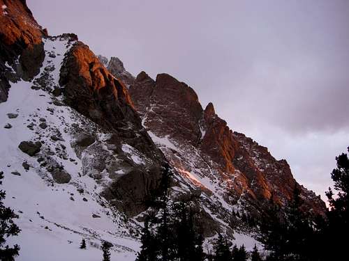 Cliffs aglow at dusk