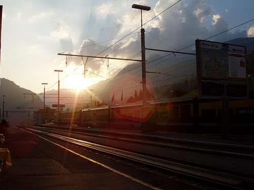 Grindelwald station sunset