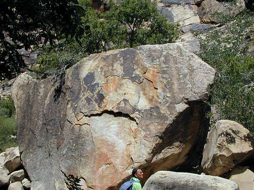Boulder where you climb out of canyon