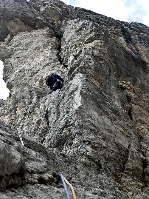 Michael on the crux pitch