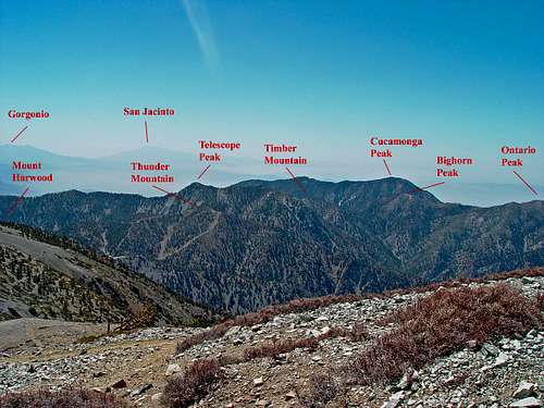 View East from Mount Baldy with Peaks Identification