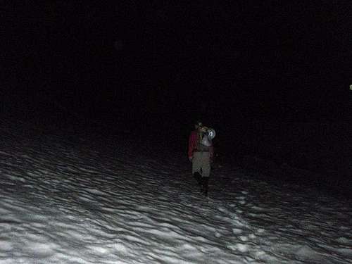 Heading up Palmer Glacier in the Dark