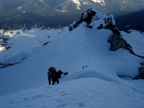 Crossing the bergschrund