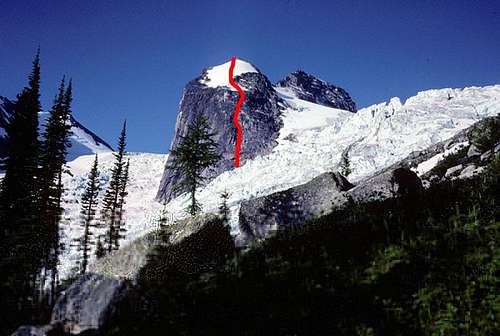 The North Face route on the Hound's Tooth