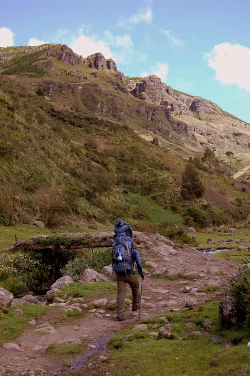 Starting the hike. Inca Trail. Ecuador.