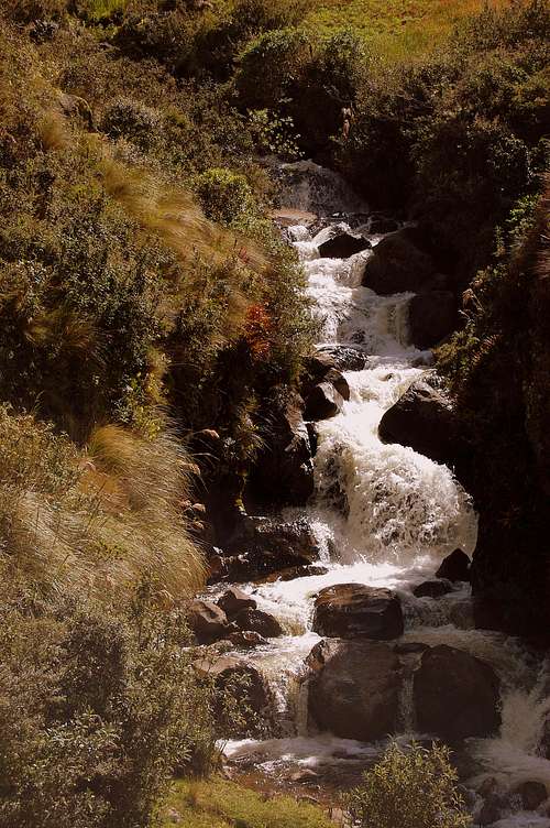 Rio Cuadrul waterfall. Inca Trail. Ecuador.