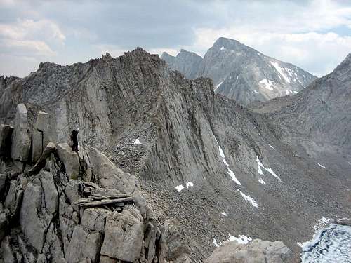 Scrambling down from the summit of the Cleaver