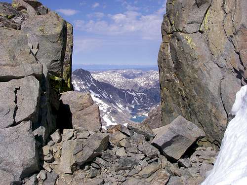 Looking west through a notch in the summit ridge