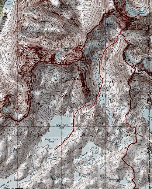 Southwest Couloir Route from Upper Aero