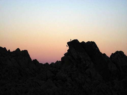 Climbers descending at dusk