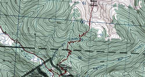 Mount Outram Topo Map with Route